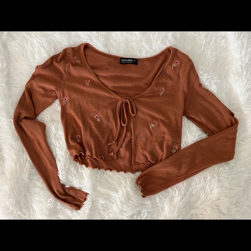 Burnt orange tie front cardigan